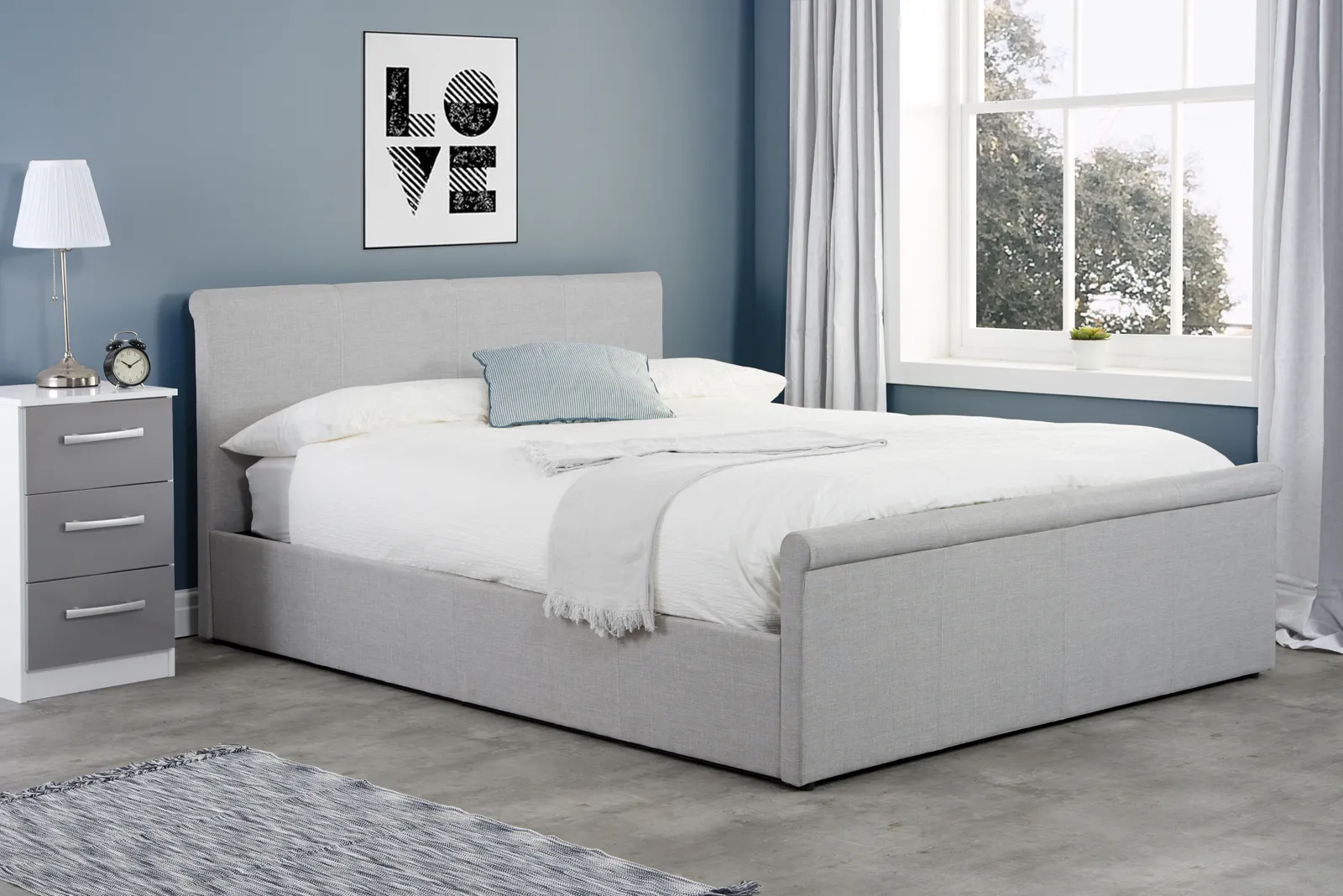 Birlea Grey Fabric Ottoman Bed Frame Storage Stratus Linen 2