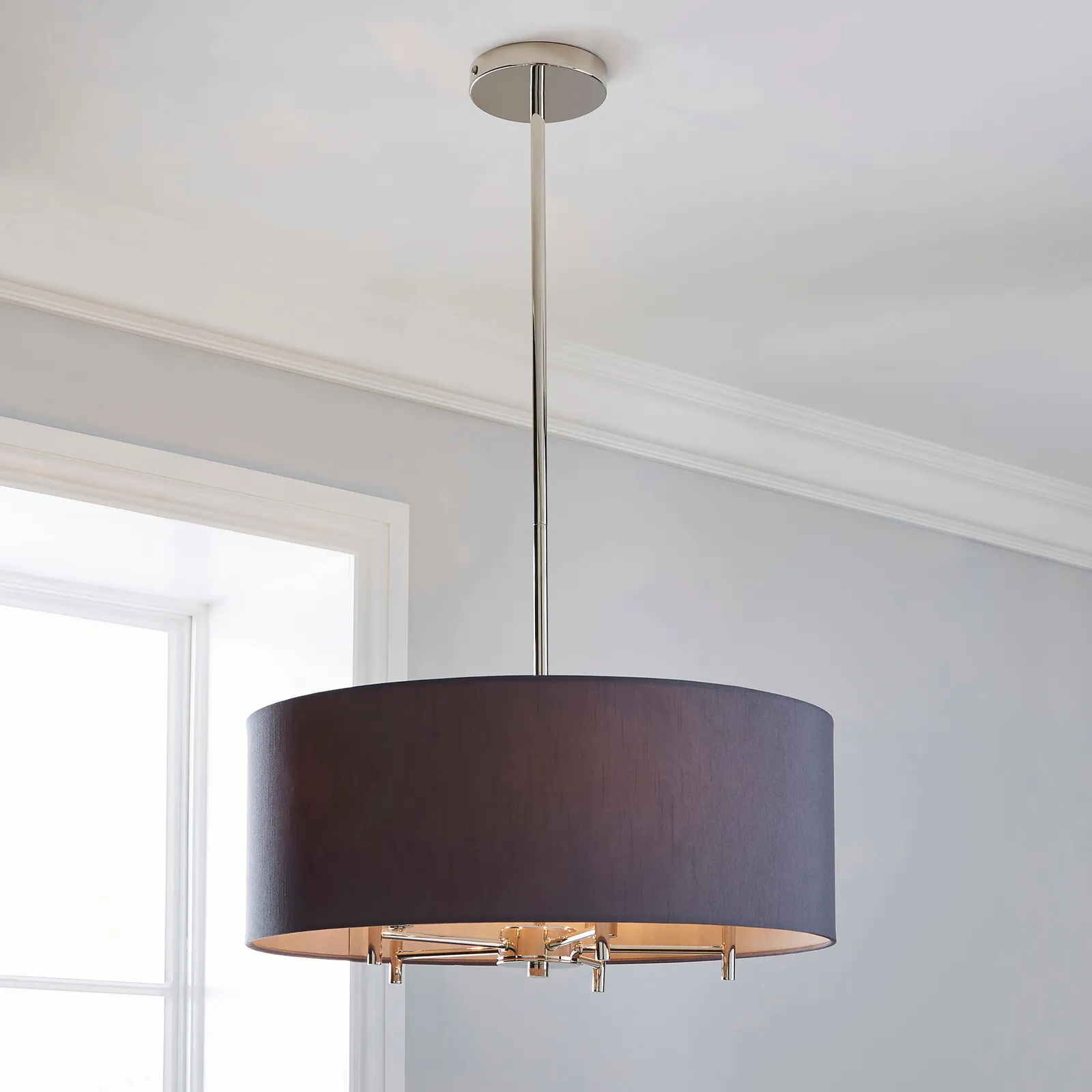 5A Edmonton 5 Light Grey Ceiling Fitting Nickel (Black)