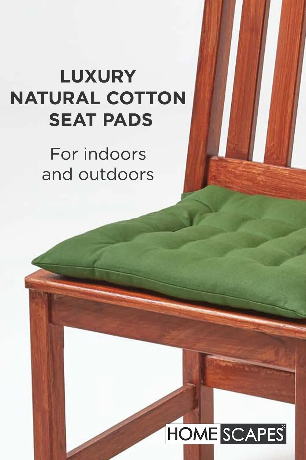 Homescapes 4 Pack Seat Pads Luxury 100% Cotton Indoor Outdoor Garden Cushion, 40cm in Dark Olive 2