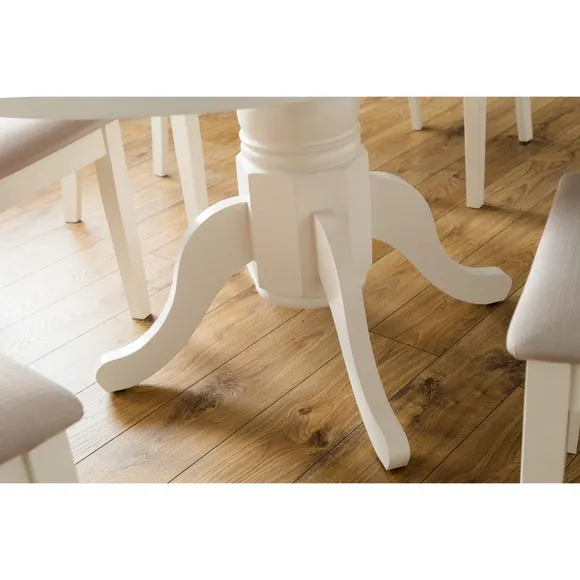 Stanmore 4-6 Seater Round Extendable Dining Table, Off White 5