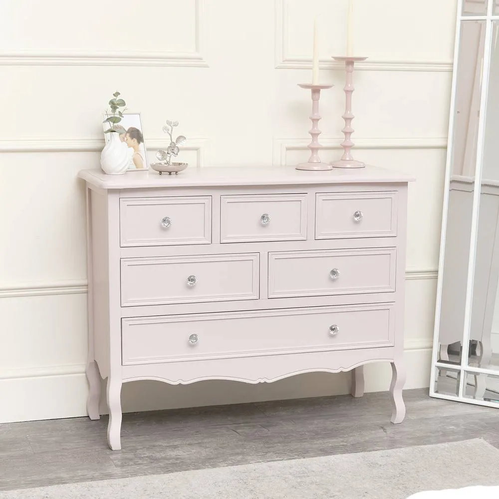 Melody Maison Large Pink 6 Drawer Chest Of Drawers