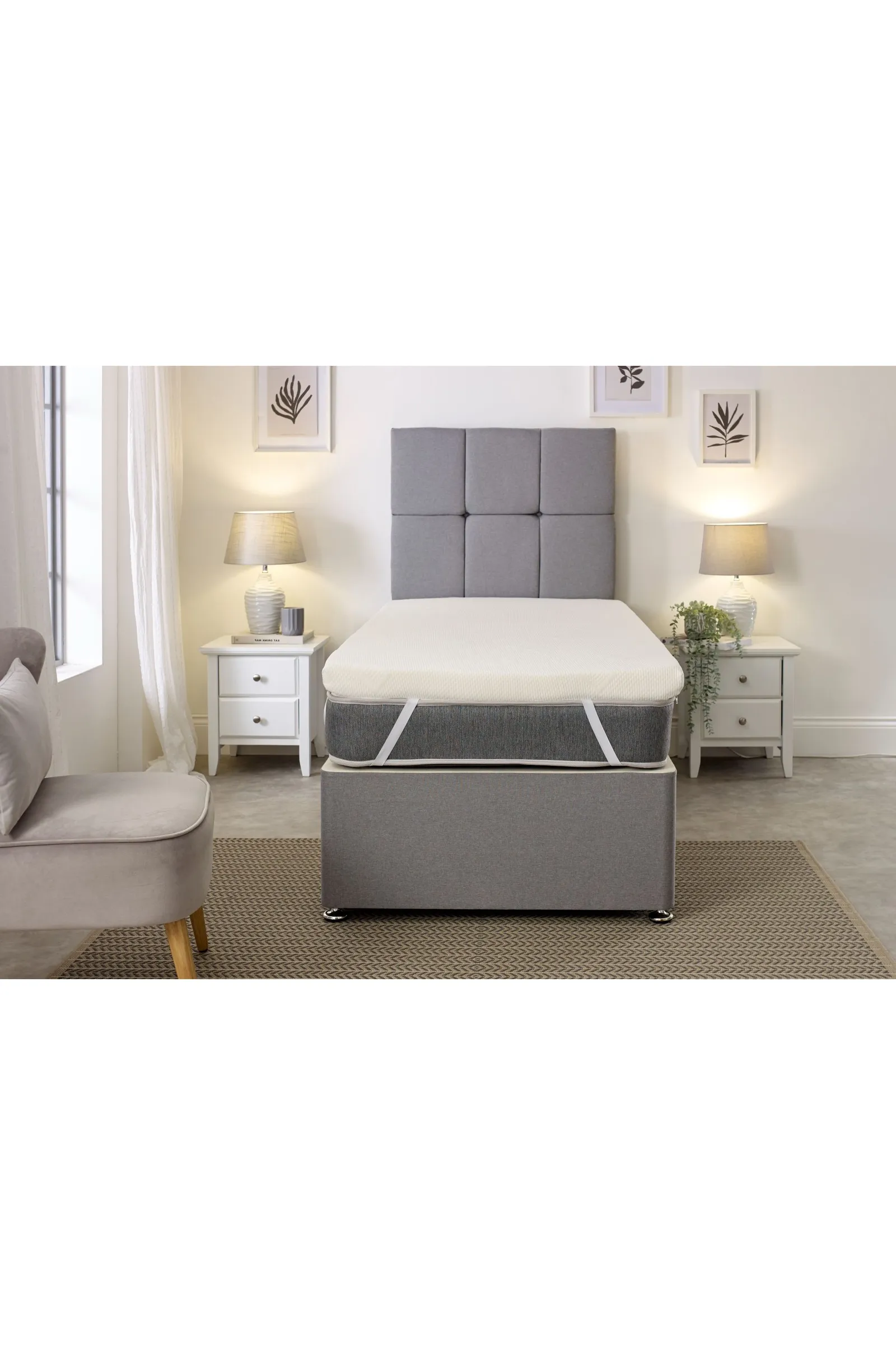 eXtreme Comfort Ltd Westwood Fabric Mattress Topper 1 Inch Deep lush Comfort Breathable in White 2