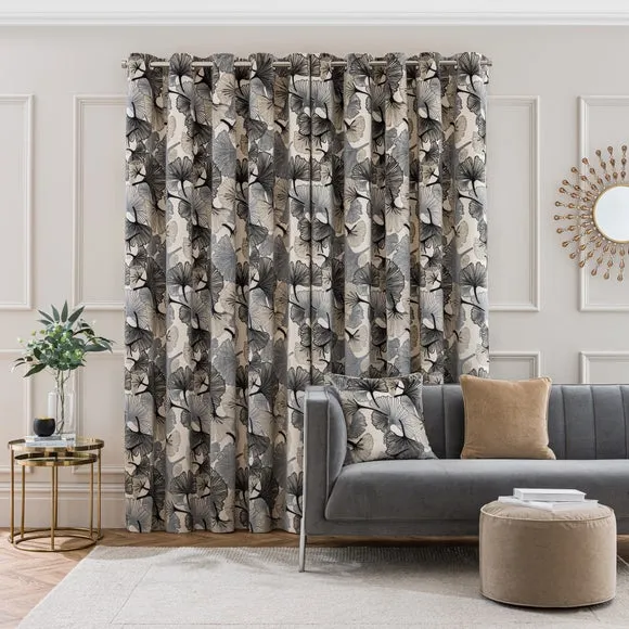 Gingko Cut Velvet Eyelet Curtains 4