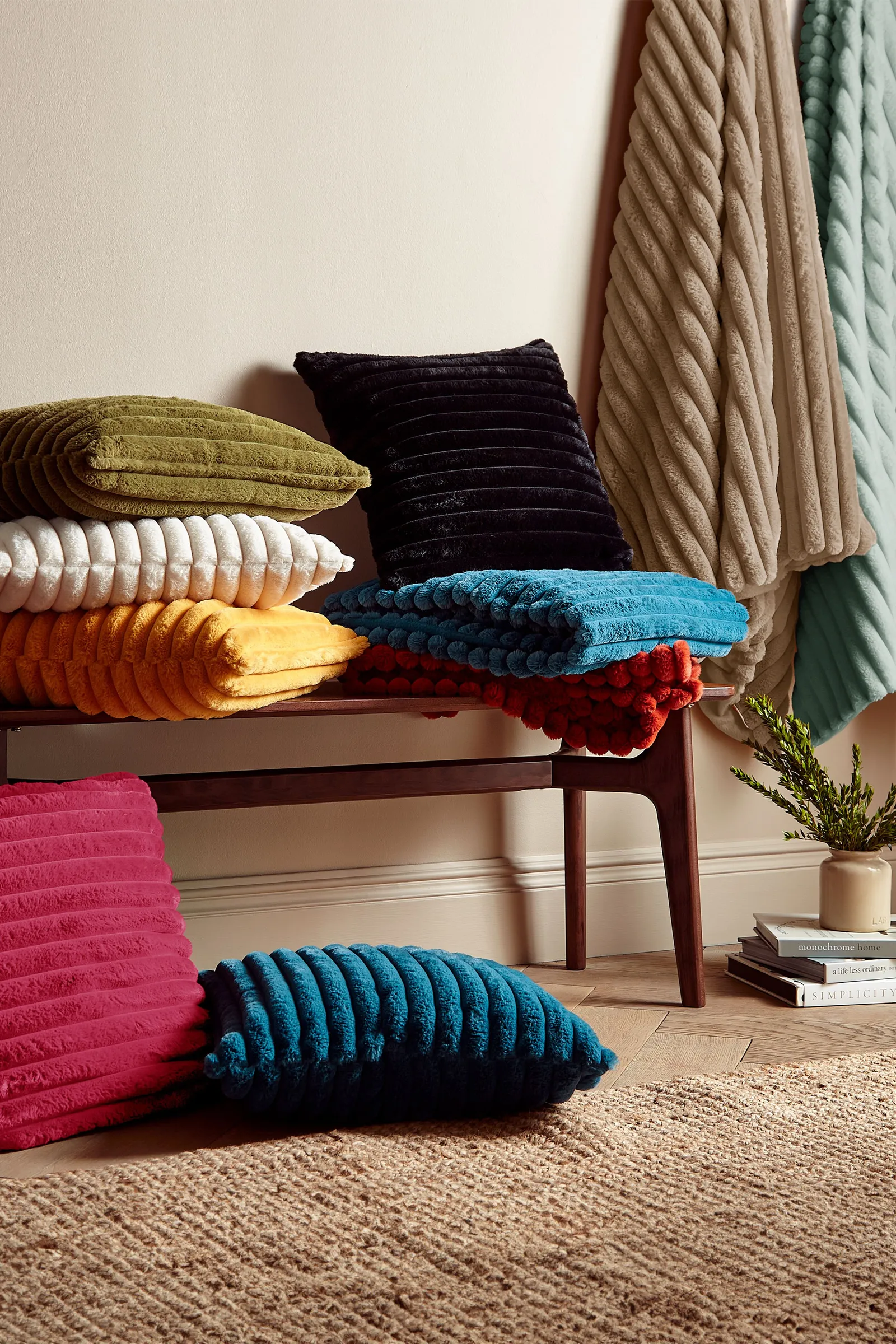 Catherine Lansfield 'Cosy Ribbed' Cushion in Natural 4