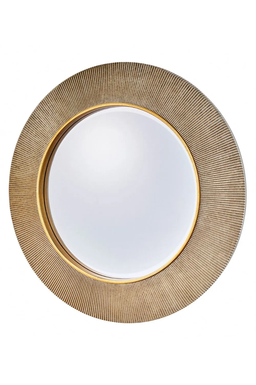 Yearn Mirrors Large Round Gold Ribbed Mirror Bevelled 2