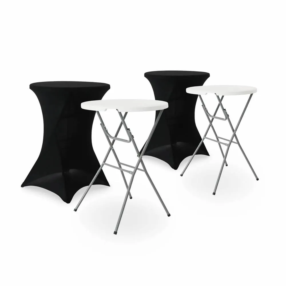 sweeek Pair of foldable high tables with protective covers in Black 2