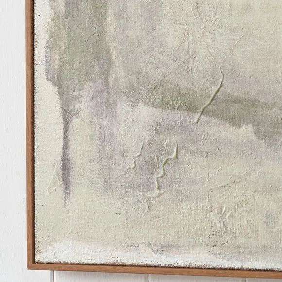 Green & Natural Abstract Square Hessian Framed Canvas 3