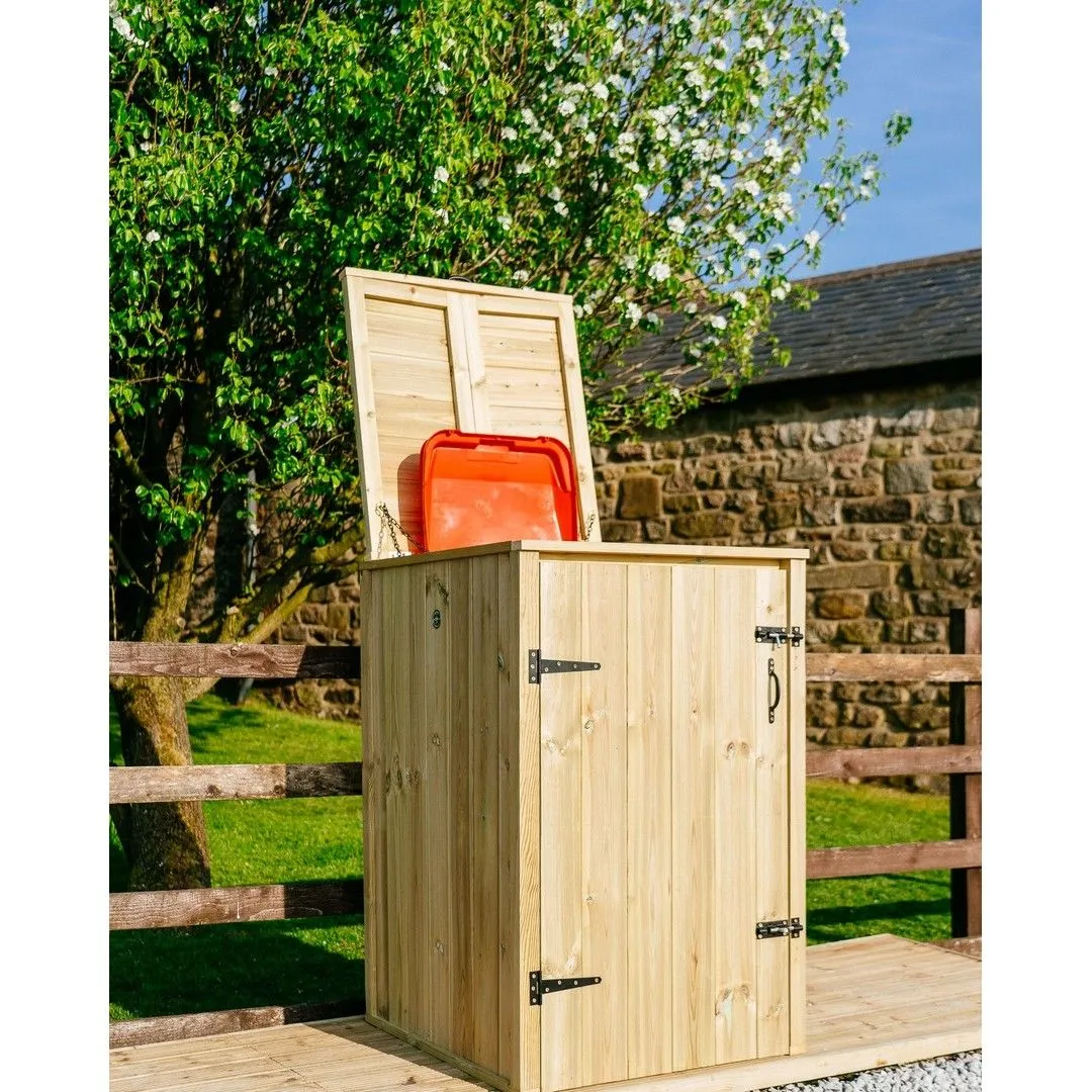 Buttercup Farm Chatburn Single Wheelie Bin Store, Timber - Fits 1 x 360L Wheelie Bins in Brown 6