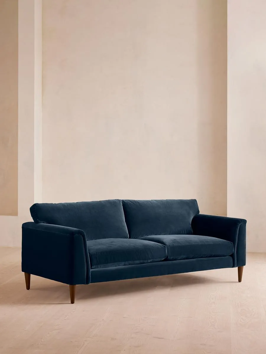 Reya Three Seater Sofa, Velvet Royal Blue