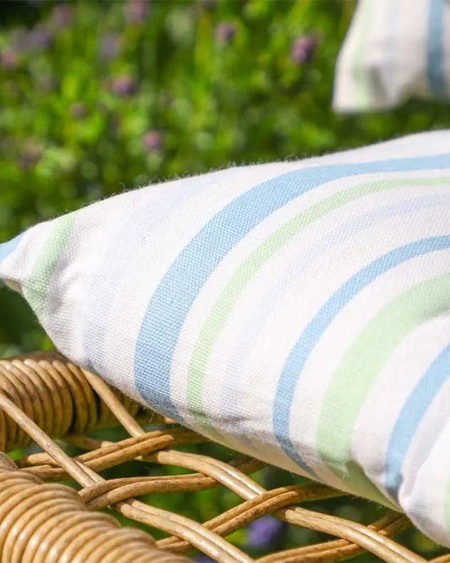 Dibor Set of 4 Traditional Blue Striped Indoor Outdoor Chair Seat Pads L40cm x W40cm 5