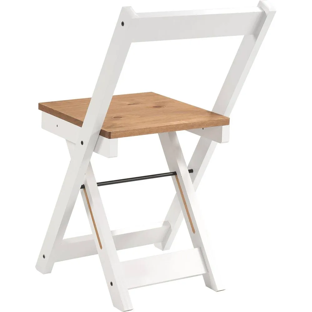 Seconique Santos Folding Chair (Box of 2) White/Distressed Waxed Pine in White 3