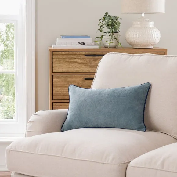 Velour Contrast Piped Rectangular Cushion 1