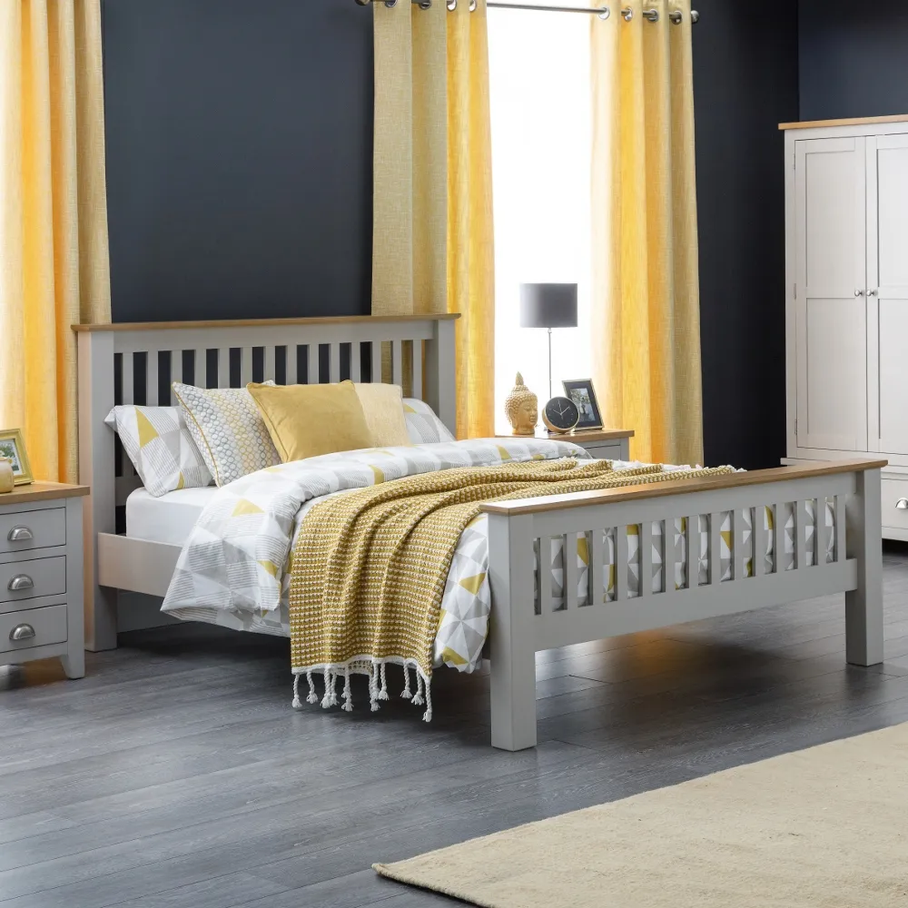 Richmond Grey and Oak Wooden Bed Frame - 4ft6 Double