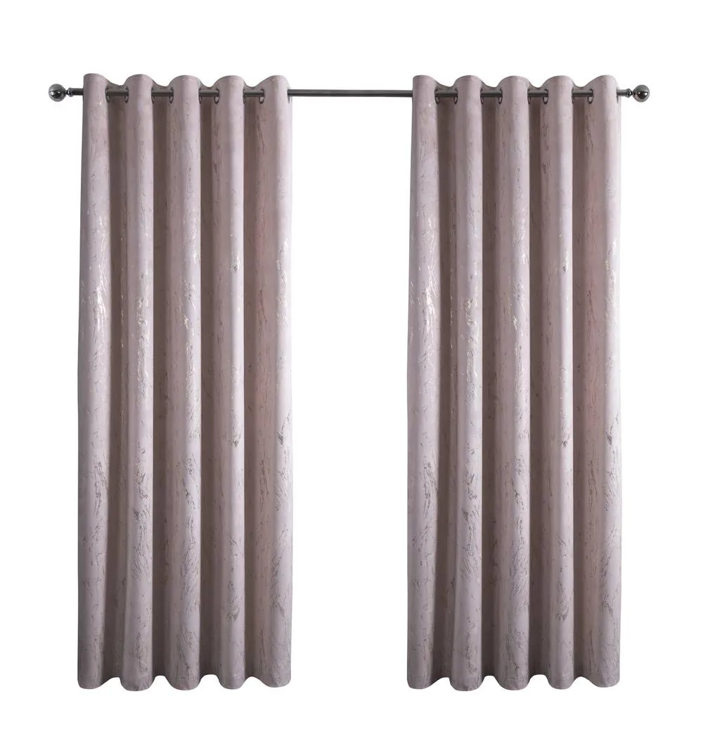 Smart Living Marble Effect Velvet Eyelet Curtains - Thermal Blackout - 2 Panels in Pink 4