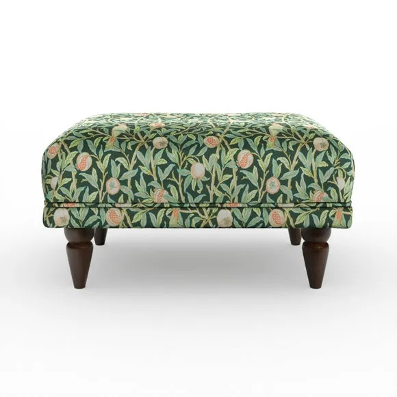 Jolene William Morris Bird & Pomegranate Print Velvet Footstool 6