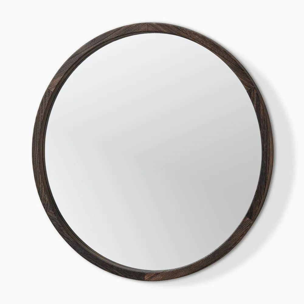 FurnitureboxUK Judith Walnut Wood Medium 80x80cm Round Wall Mirror 4