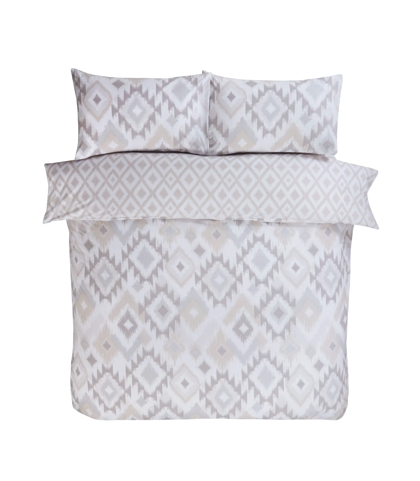 Rapport Home Ikat Bohemian Reversible Polycotton Duvet Cover Set With Pillowcase in Natural 3