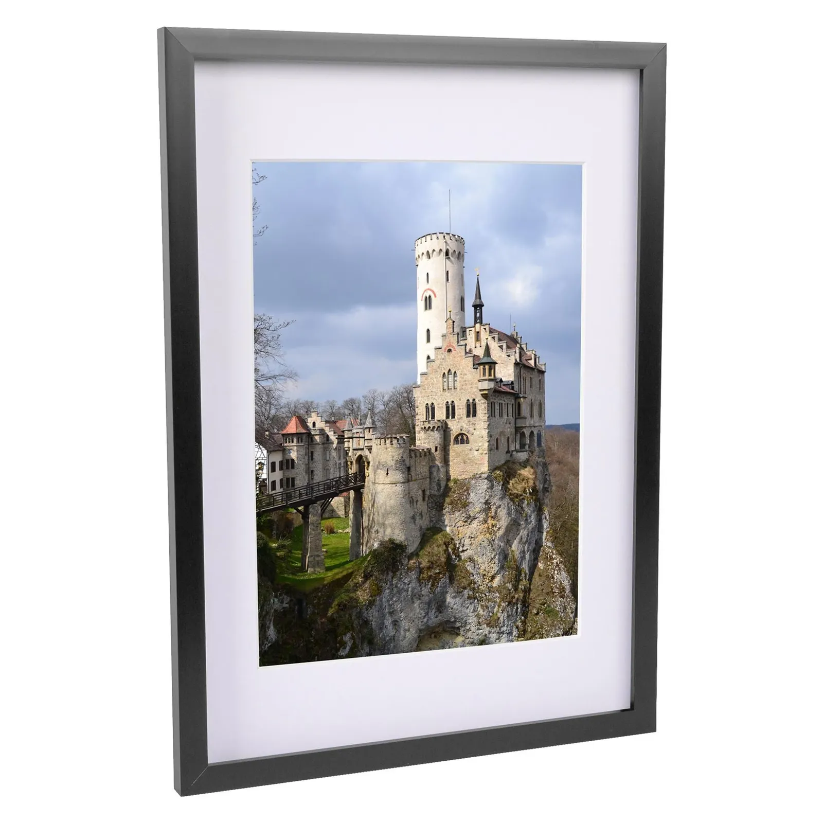 Nicola Spring Photo Frame with White A4 Mount - A3 (12" x 17") Picture Display Decor in Black 1