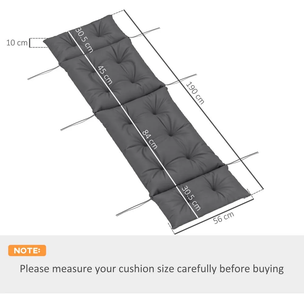 OUTSUNNY Sun Lounger Cushion Only, Garden Lounge Chair Cushion, Dark Grey 3