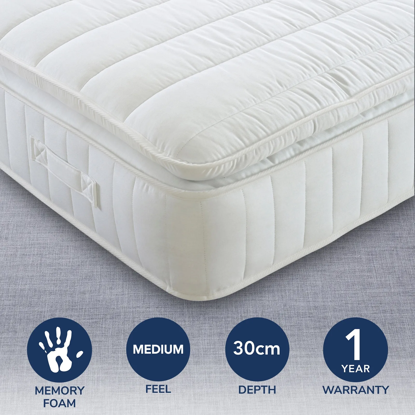 Medium 1000 Pocket Pillowtop Mattress White
