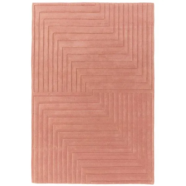Form Rug In Pink - 100% Wool - Hand Tufted - 20mm Pile - Measuring: W120 x D170cm