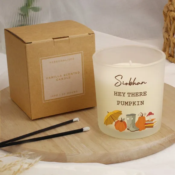 Personalised Pumpkin Frosted Glass Candle 2