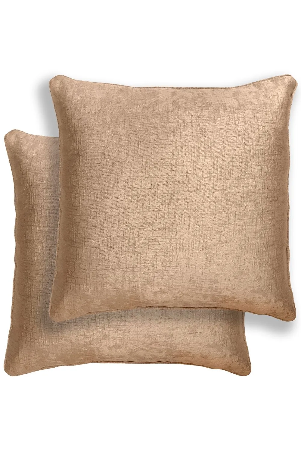 Enhanced Living Pair of Vogue Textured Double Sided Zip Opening Piped Edge Cushion Covers - 43x43cm - Cases Only in Natural