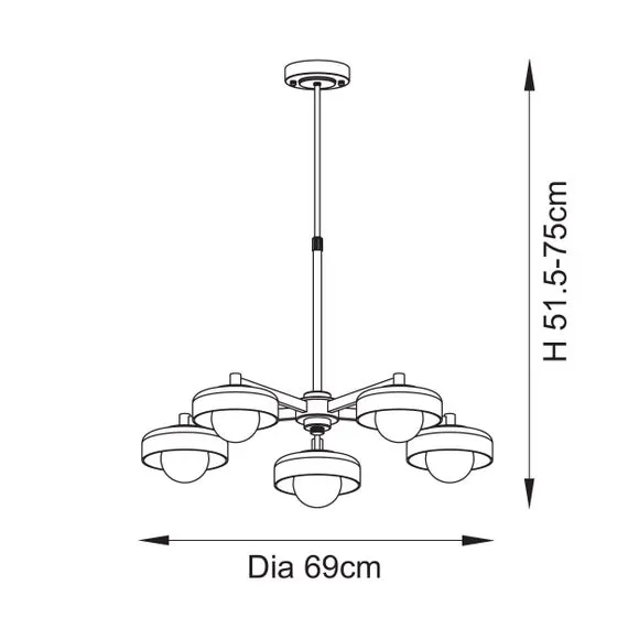 Vogue Hallie 5 Light Adjustable Pendant Light 6