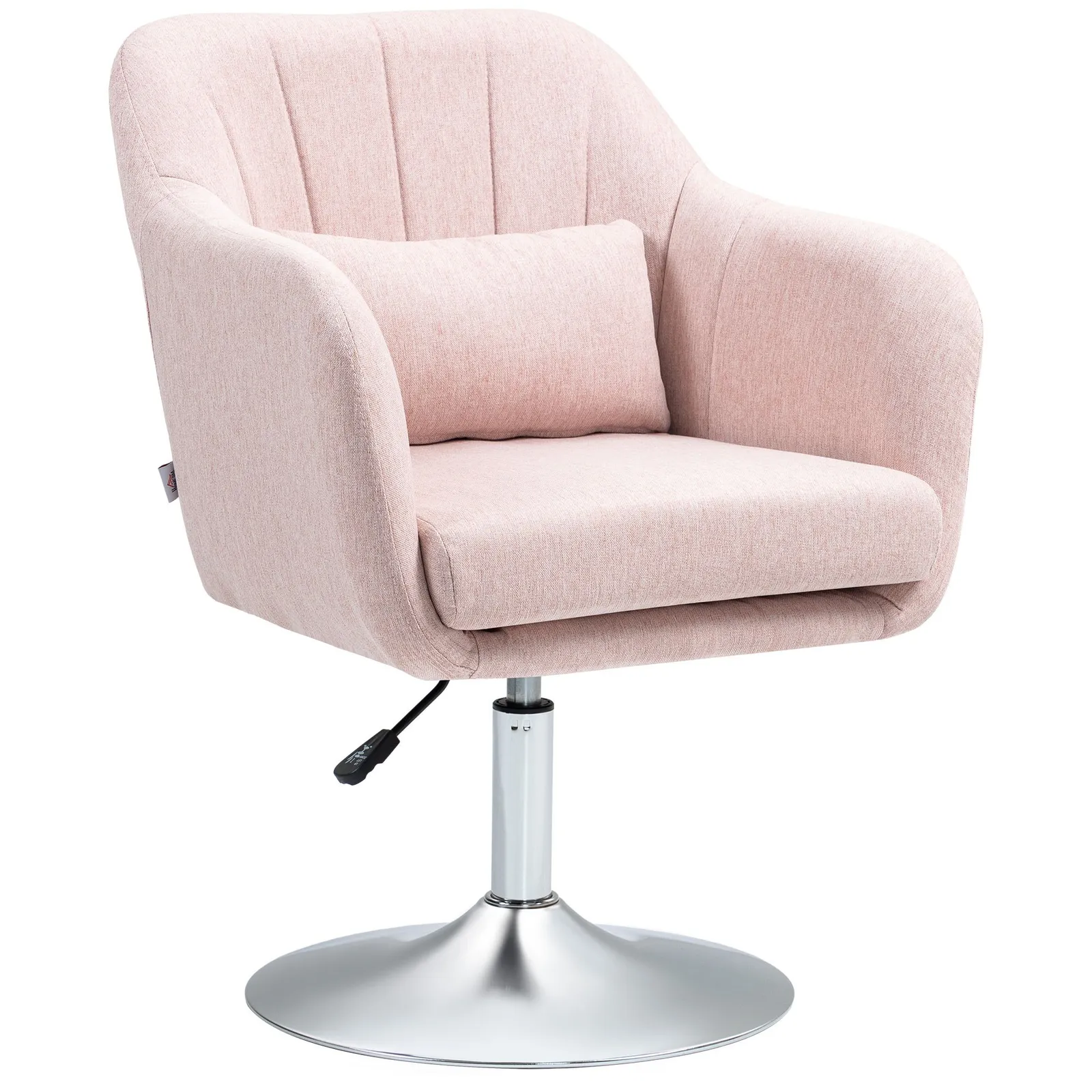 HOMCOM Stylish Retro Linen Swivel Tub Chair Steel Frame Cushion Seat Pink 2