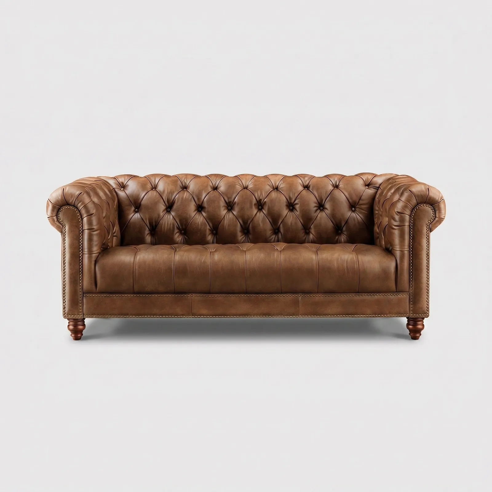 Ullswater 3 Seater Chesterfield Sofa 2034 Dark Rum FL, Brown Leather | Barker & Stonehouse