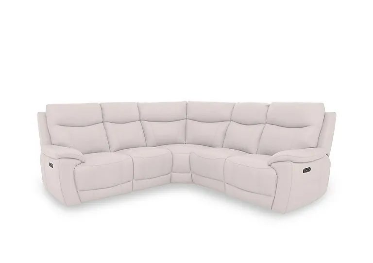Sloane Leather Large Power Recliner Corner Sofa with Power Headrests - Cotton