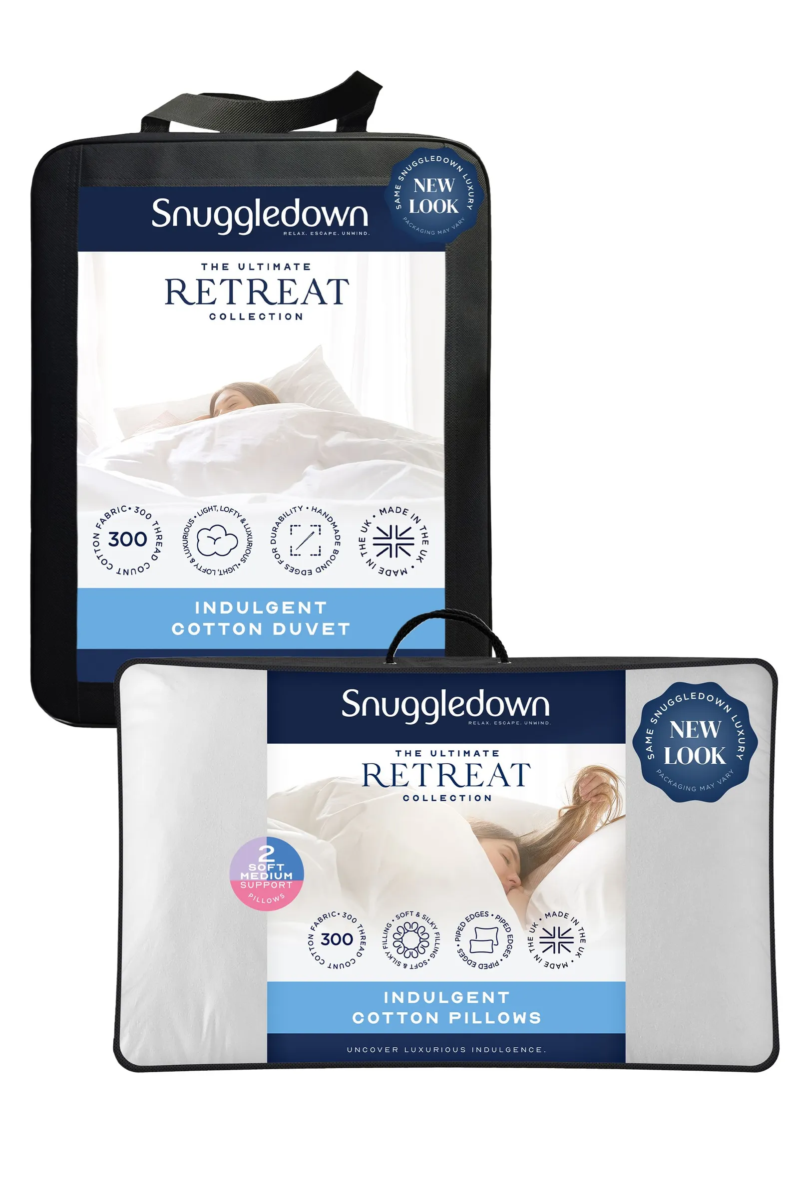 Snuggledown Retreat Cotton 10.5 Tog All Year Round Duvet With 2 Pillows in White