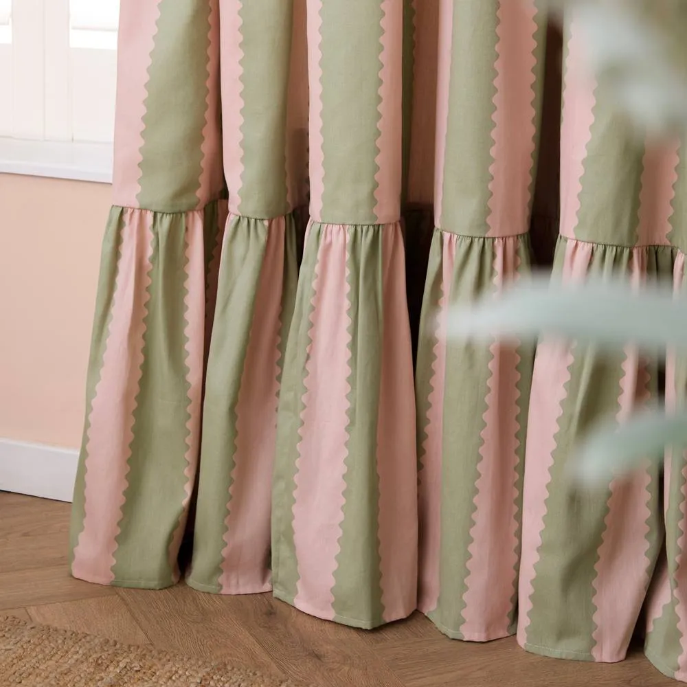 Wylder Birdie Stripe Fully Lined Ruffle Pencil Pleat Curtain Pair 3