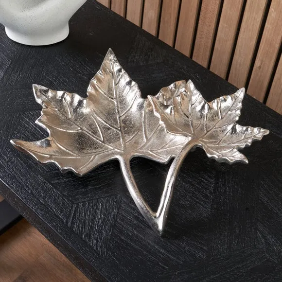 Metal Dual Oak Leaf Bowl