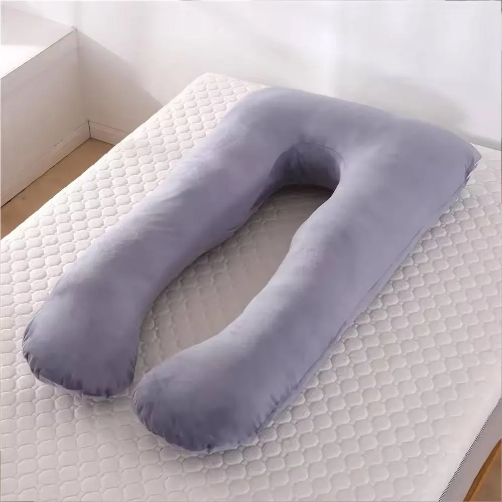 Ventryn U Shaped Maternity Pregnancy Pillow with Removable Cover in Grey