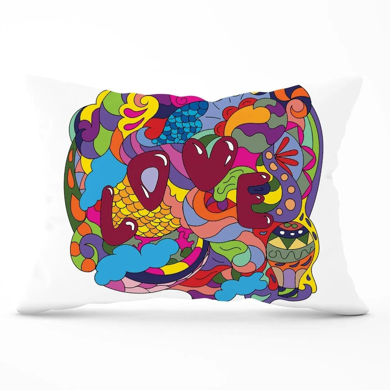 Warren Reed - Designer Motley Doodling Love Cushions in Red