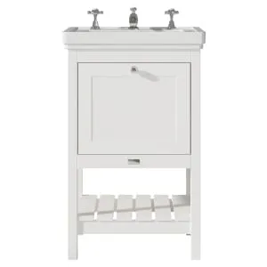 Bayswater Hartleigh Pointing White Traditional Freestanding Vanity Unit & 3 Tap Hole White Recessed Basin - 500mm