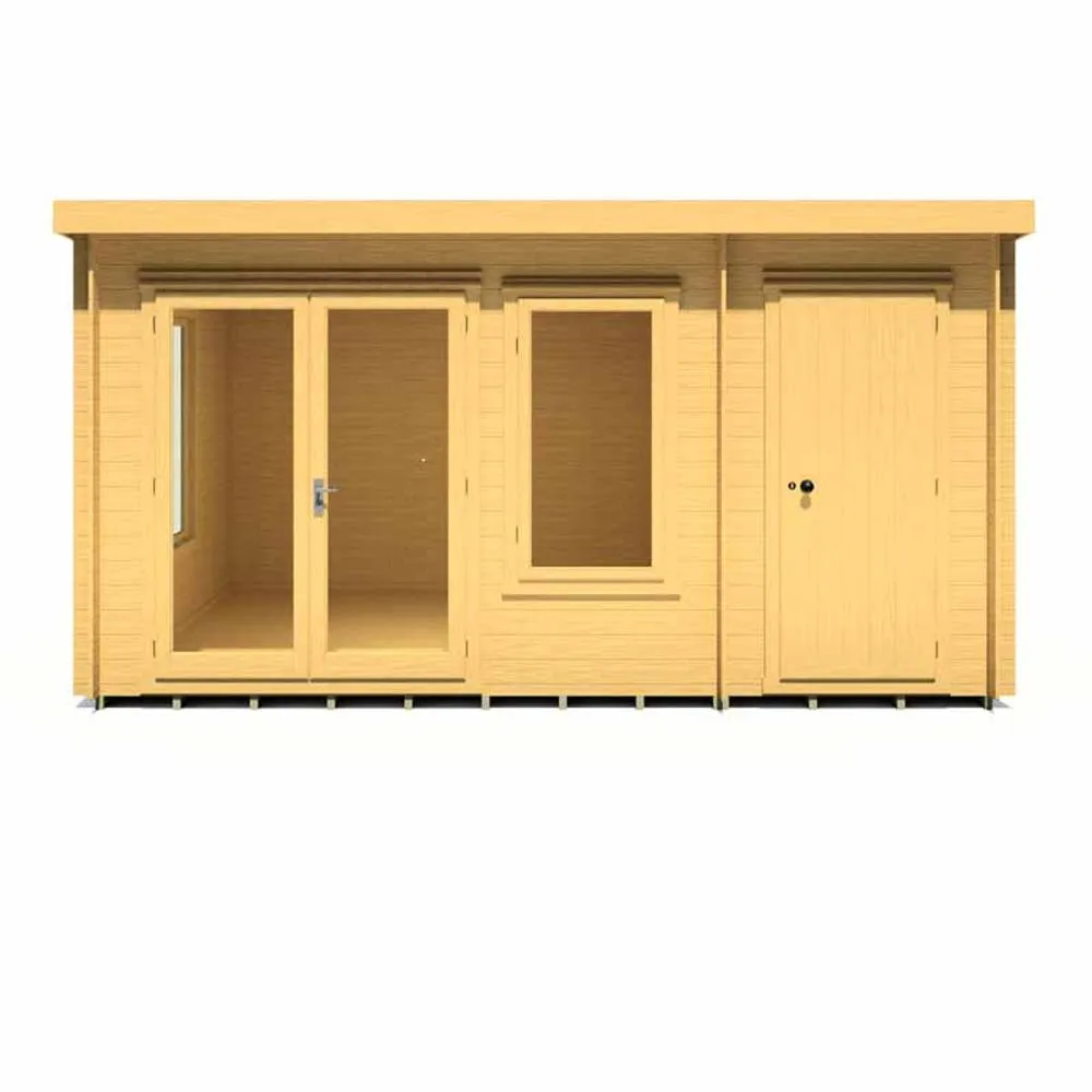 Shires Elm 10 x 14 Feet Log Cabin in 19 mm Logs - L419 x W299 x H225 cm in Light Brown