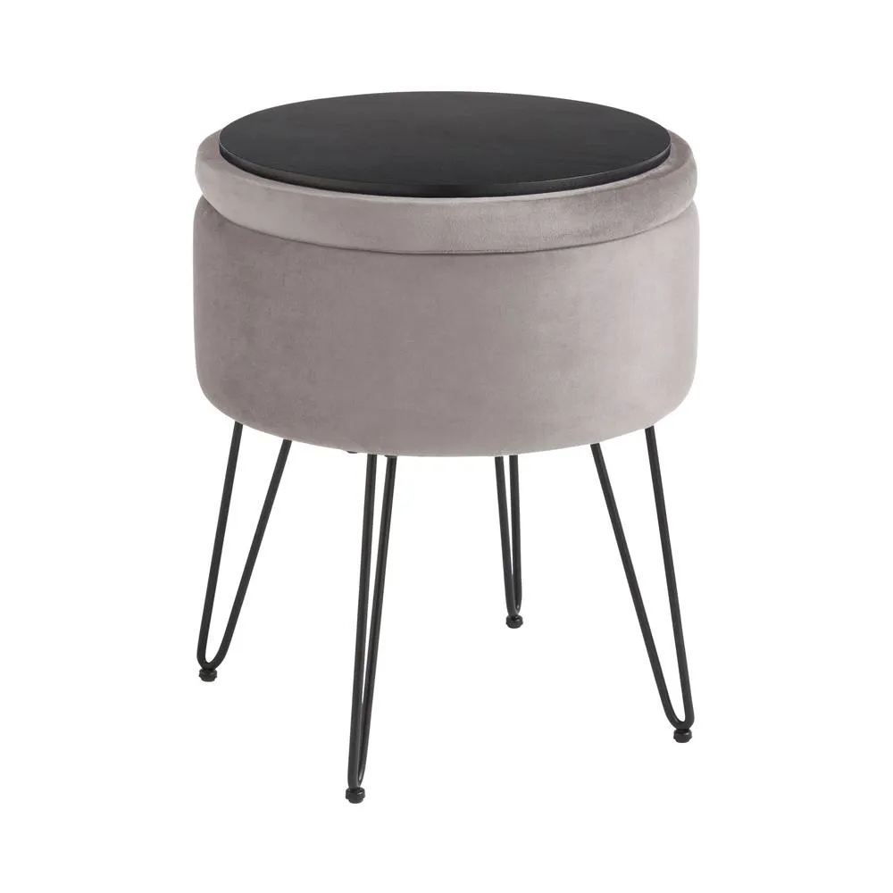 GFW Avery Velvet Storage Stool in Grey 4
