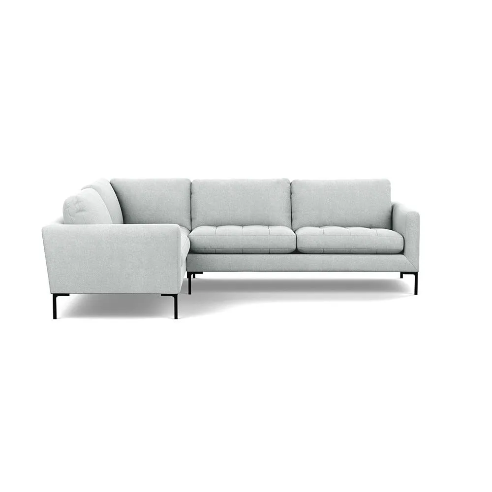 Heal's Eton Left Hand Facing Corner Sofa Broad Weave Tin Black Feet 1