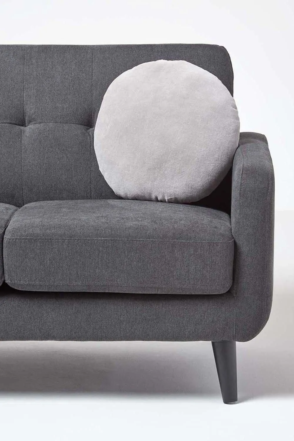Homescapes Velvet Cushion, 40 cm Round in Light Grey 4