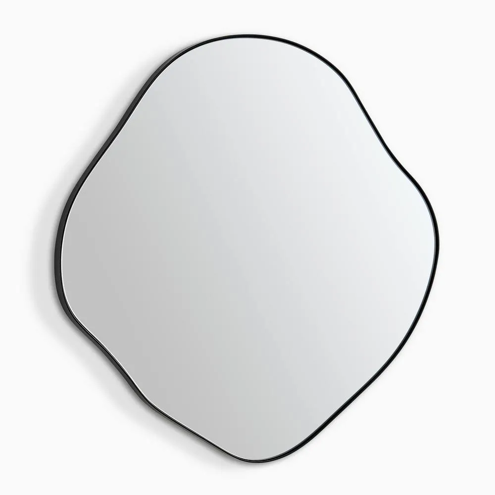 FurnitureboxUK Vita Black Metal Small 60x60cm Pebble Shape Wall Mirror 4