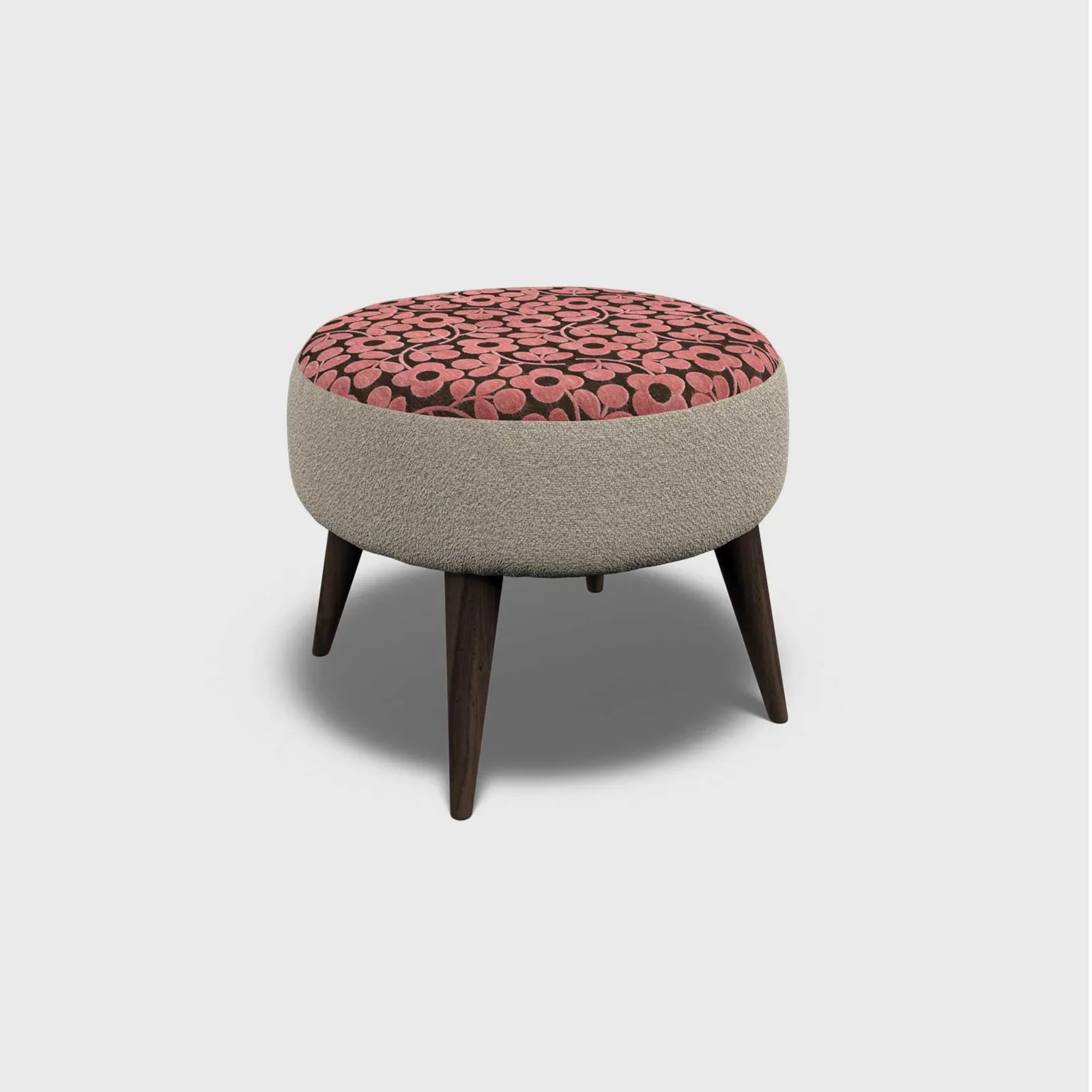 Orla Kiely Roundwood Footstool, Grey Fabric | Barker & Stonehouse