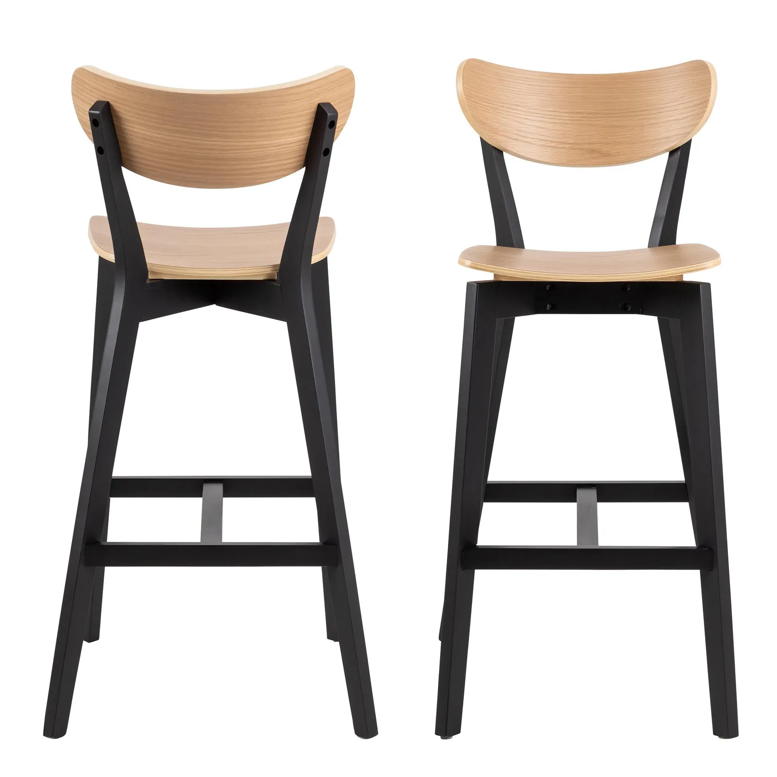 Furniture To Go Roxby Bar Stool, Black & Oak Set of 2 2