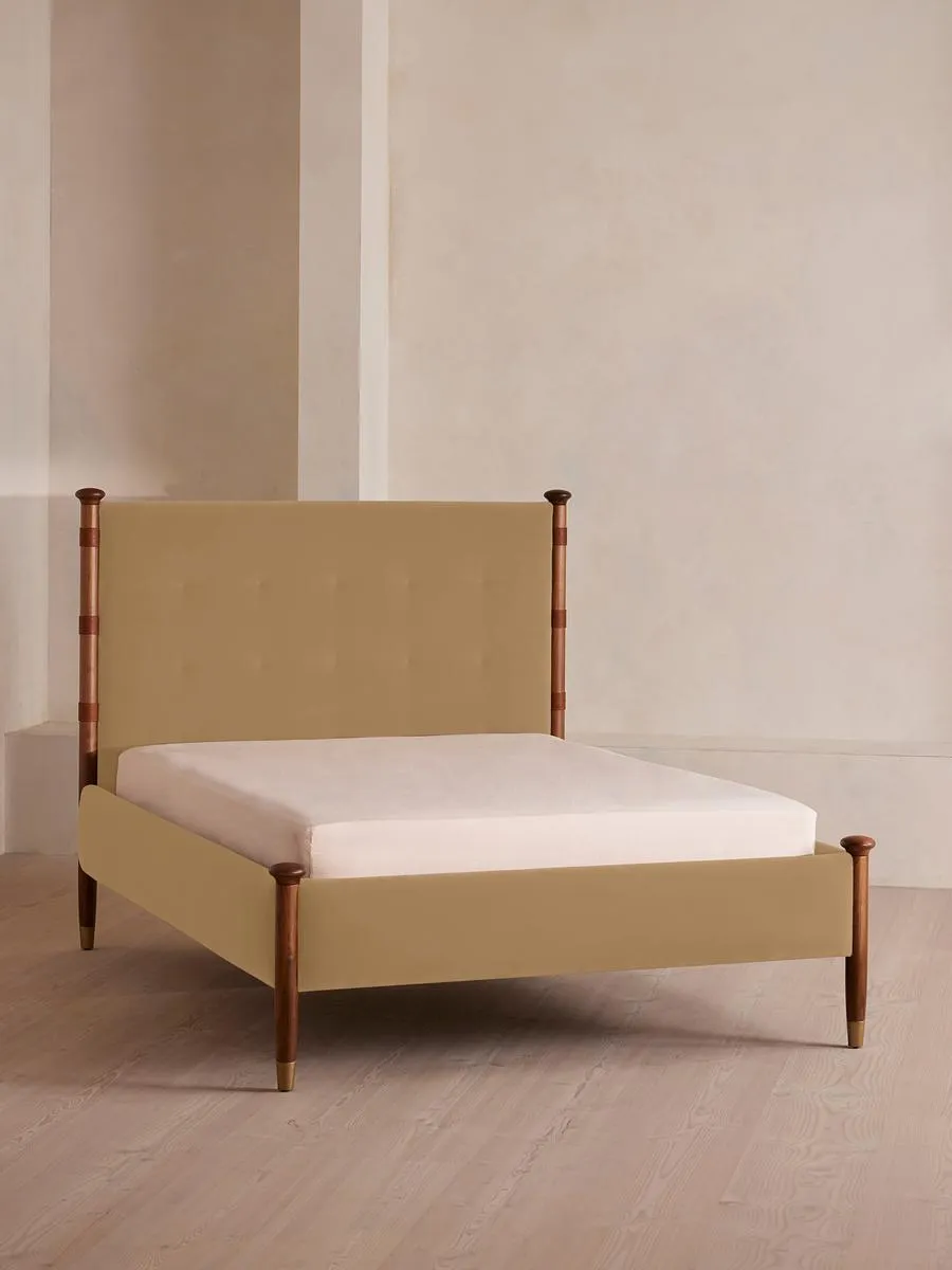 Paolo Bed, Double, Velvet, Camel