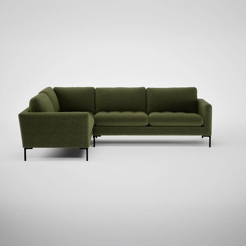 Heal's Eton Left Hand Facing Corner Sofa Boucle Velvet Wilder Black Feet 1