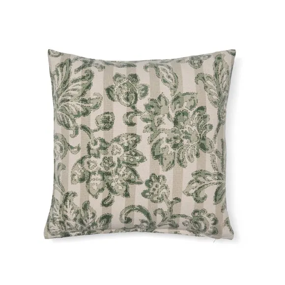 Striped Floral Cotton Square Cushion Cover 3