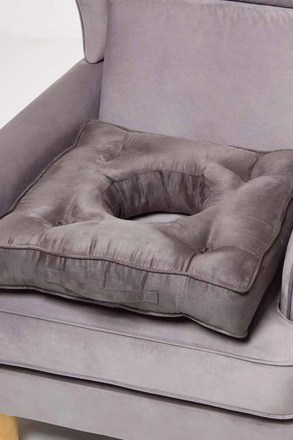 Homescapes Faux Suede Coccyx Cushion in Grey