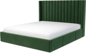 Cory Super King Size Bed with Storage Drawers, Lichen Green Cotton Velvet