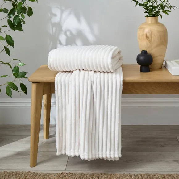Ribbed Fleece Throw Blanket 200cm x 200cm 1